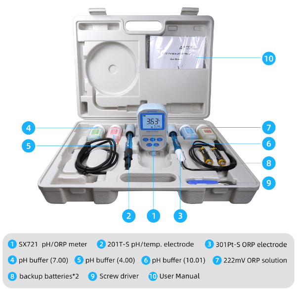 SX721 Portable pH, ORP Meter Kit